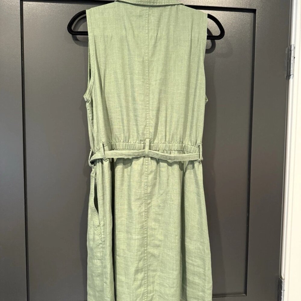 J.Crew Zip-Front Linen-Blend Dress – Faded Moss Size 10 - Picture 6 of 6
